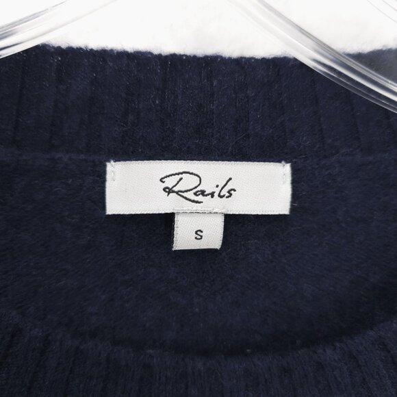 RAILS Presley Sweater Wool Cashmere Navy Blue White Lightning Bolt SMALL - Picture 5 of 6